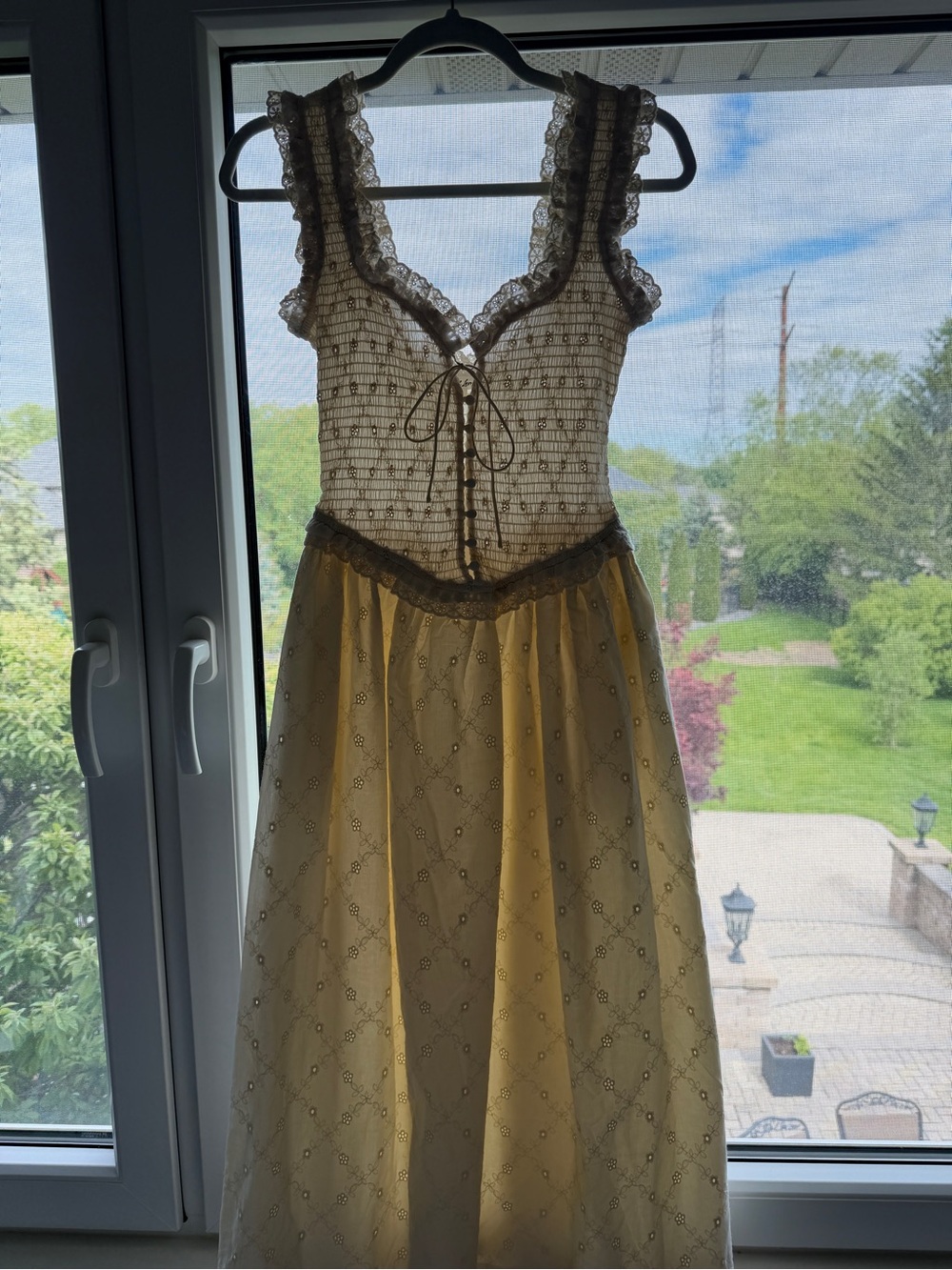 For Love & Lemons Cream Smocked Lace-Trim Camisole - Picture 3 of 4